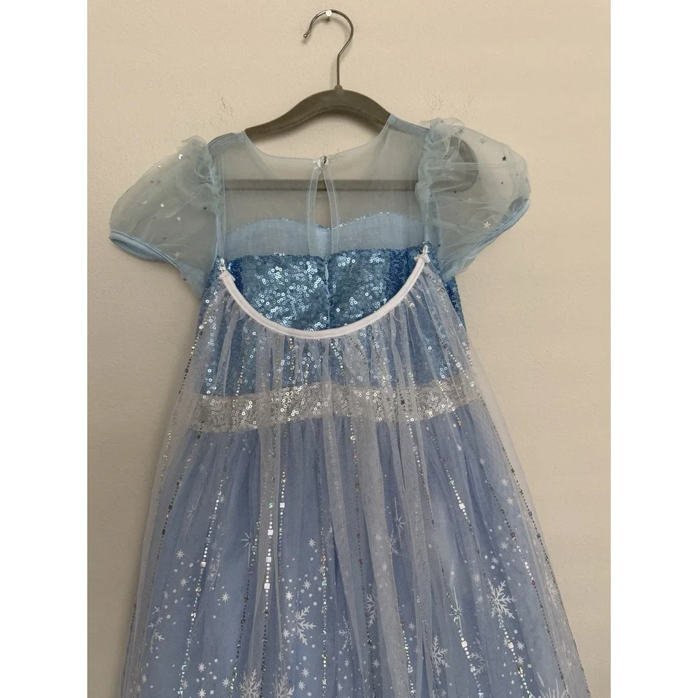 Elsa Costume Dress Girls Size 7-8 Sparkle Halloween Dress Up Princess